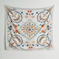 Boho floral celestial wall tapestry bedroom orange & blue decor