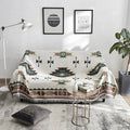 Boho geometric multi color chenille throw blanket living room cover