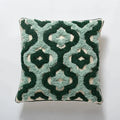 Boho green & cream geometric cushion cover living room tufted decor