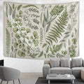 Boho green & gray botanical tapestry wall hanging bedroom decor