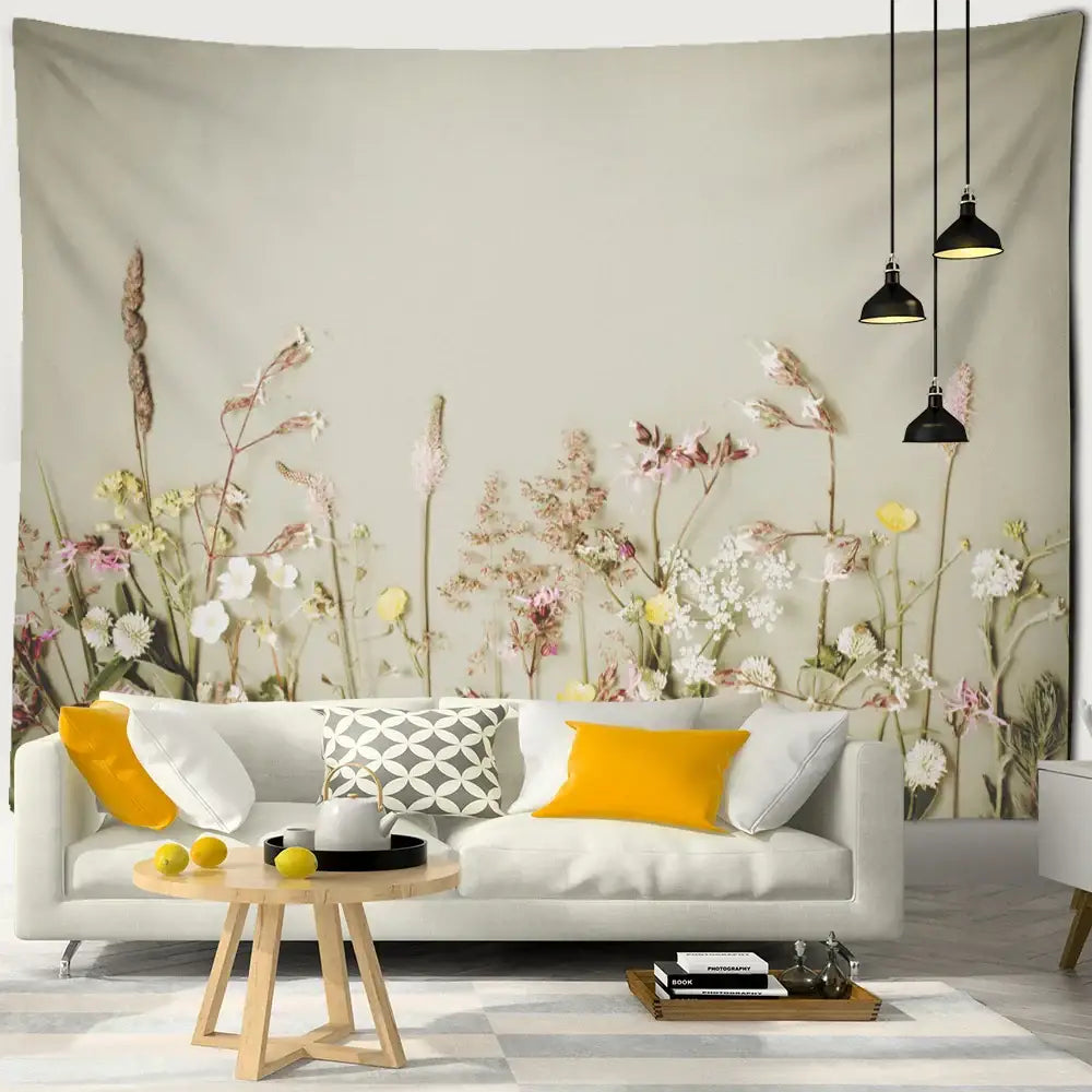 Boho green leaf tapestry bedroom wall hanging decor