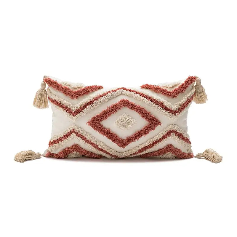 Boho loop tufted geometric pillow cover bedroom tassel cushion