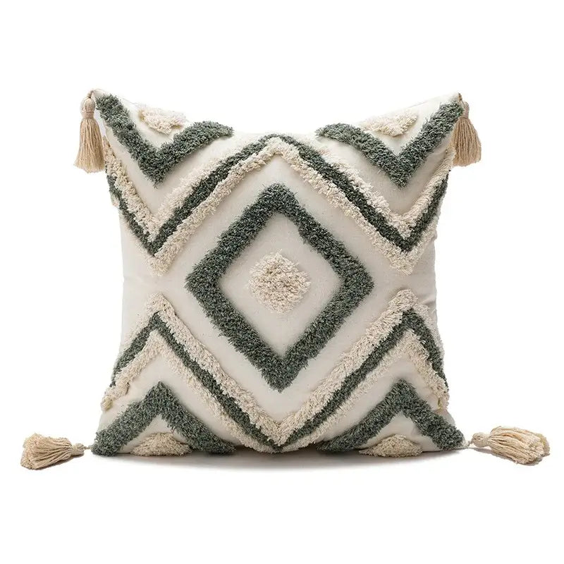 Boho loop tufted geometric pillow cover bedroom tassel cushion