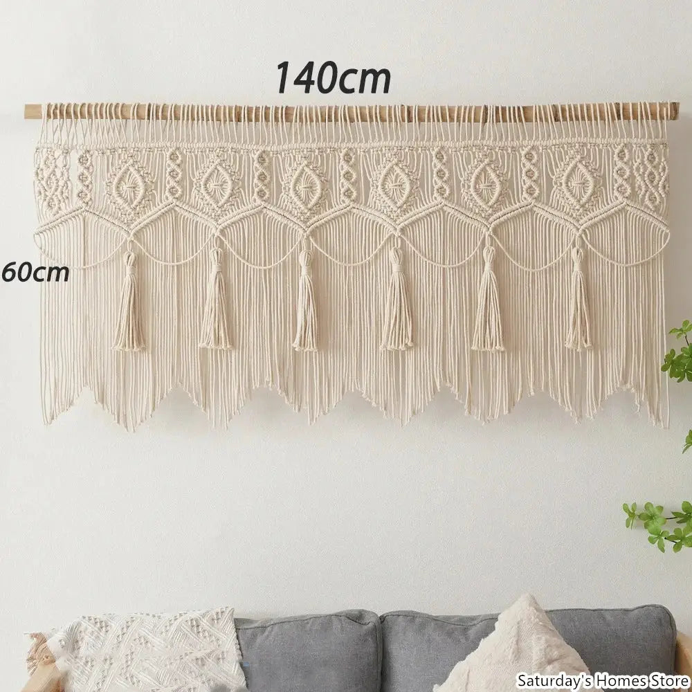 Boho macrame door curtain cream cotton tapestry bedroom decor