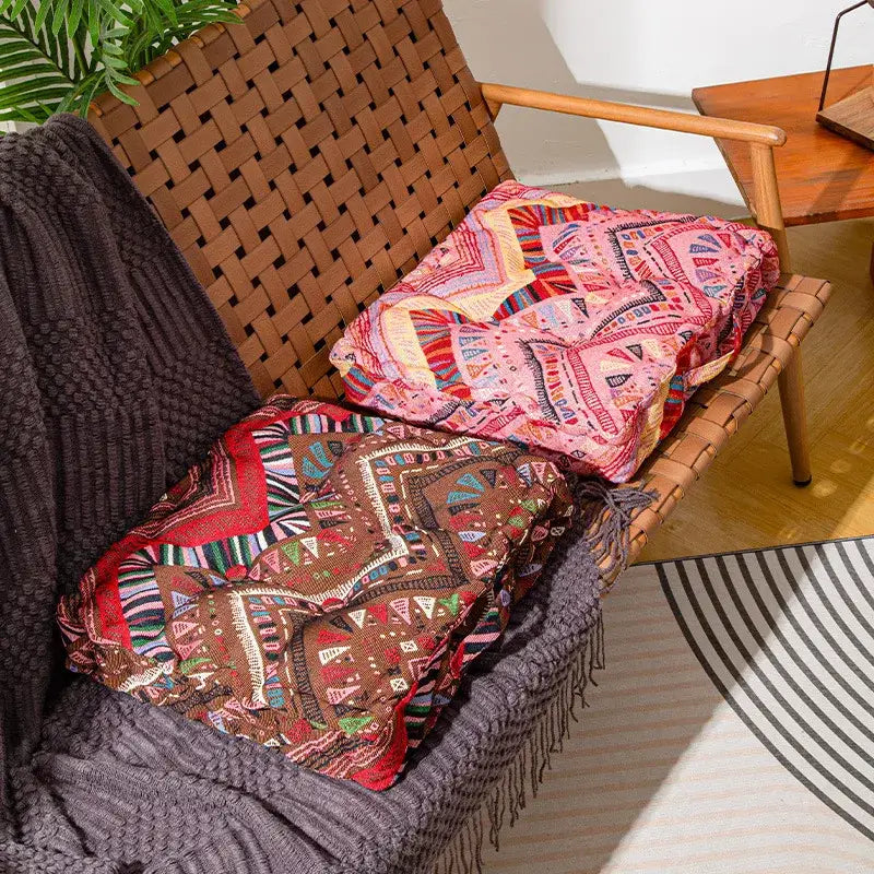 Boho multi color square floor pillows living room seating cushions