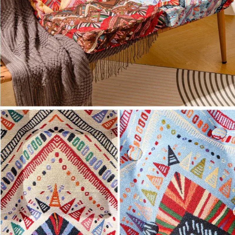 Boho multi color square floor pillows living room seating cushions