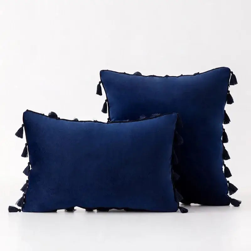 أغطية وسائد بوهو برتقالية مخملية بشرّابات لديكور غرفة المعيشة