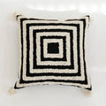 Boho tufted geometric black & white pillow cover living room tassels