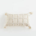 Boho tufted tassel cushion cover cream woven living room pillow