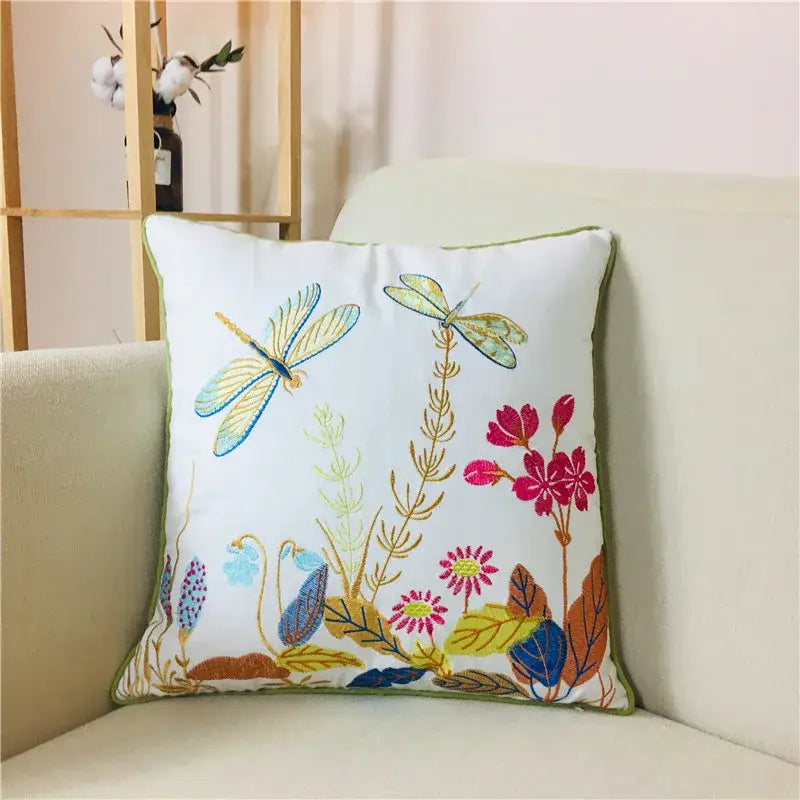Housse de coussin lombaire brodée en alpaga style bohème vintage pour chambre à coucher