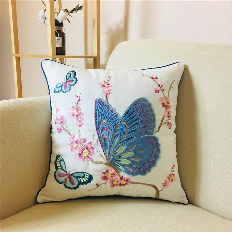 Housse de coussin lombaire brodée en alpaga style bohème vintage pour chambre à coucher