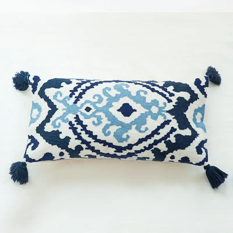 Housse de coussin lombaire brodée en alpaga style bohème vintage pour chambre à coucher
