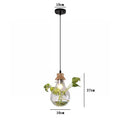 Botanical glass bottle pendant light kitchen clear wood accents