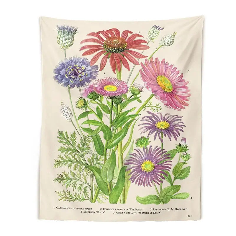 Décoration murale de chambre à coucher, tapisserie vintage de fleurs sauvages botaniques