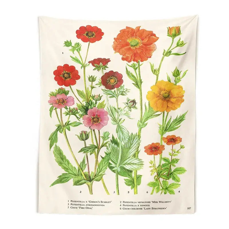 Décoration murale de chambre à coucher, tapisserie vintage de fleurs sauvages botaniques