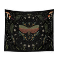 Botanical witchy tapestry black and cream mushroom bedroom wall decor