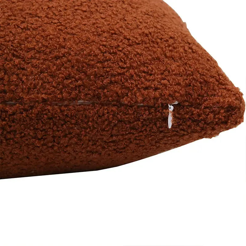 Boucle teddy rust slate and cream throw pillows living room set
