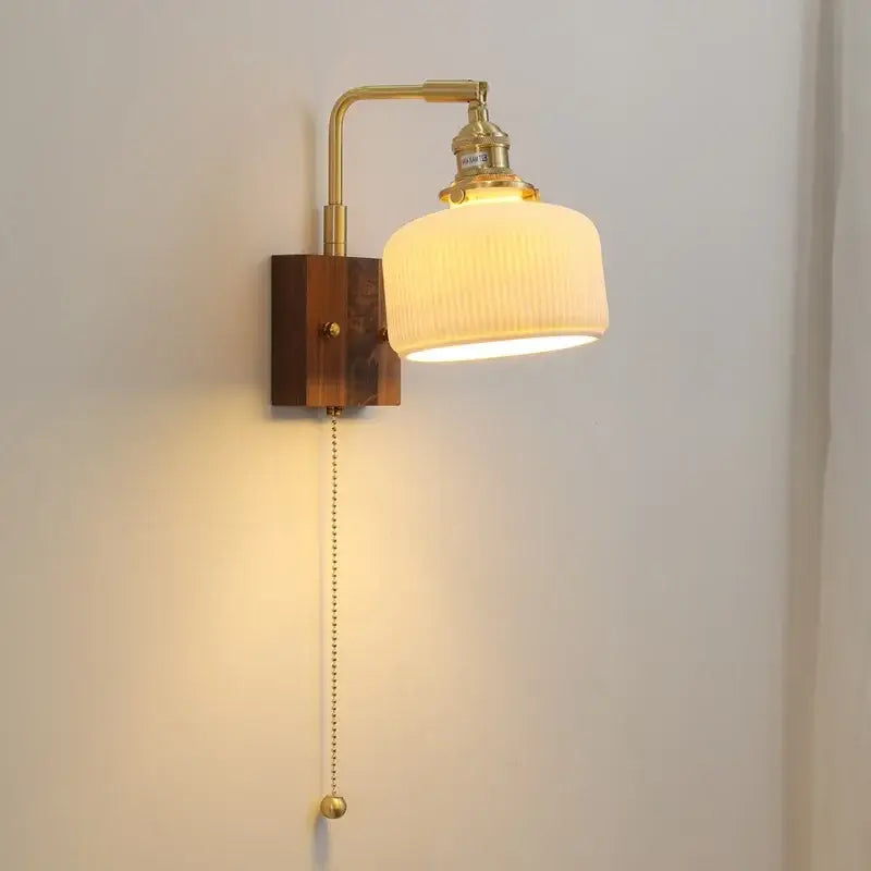 Brass ceramic ball led wall light with yellow globe for living room