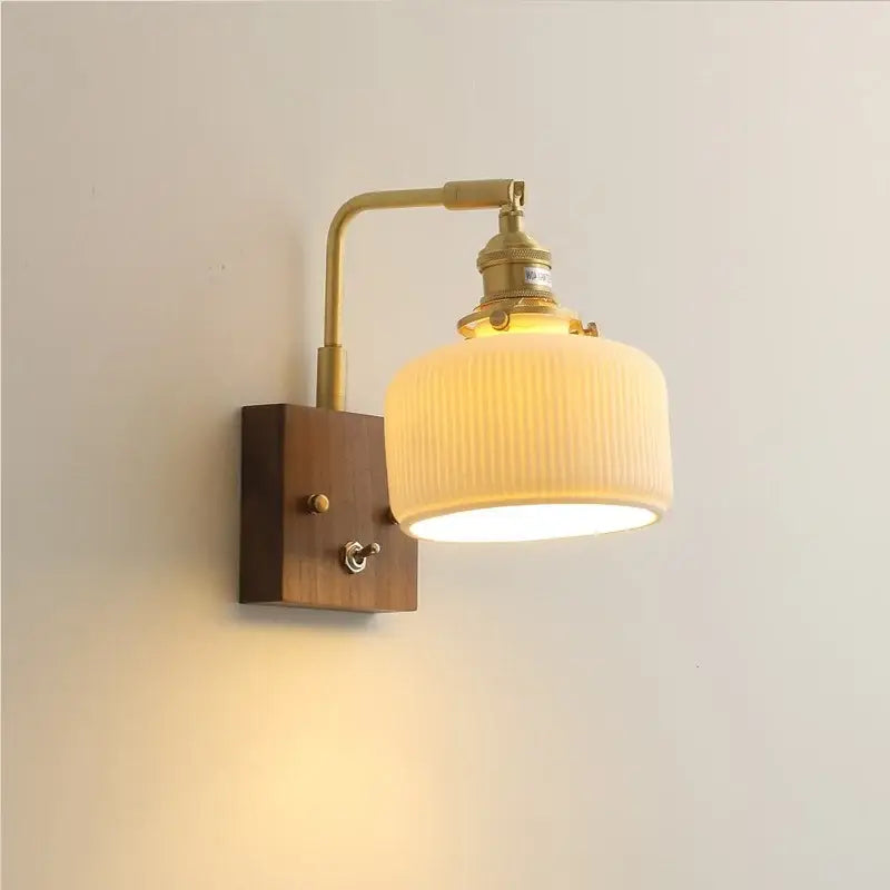 Brass ceramic ball led wall light with yellow globe for living room