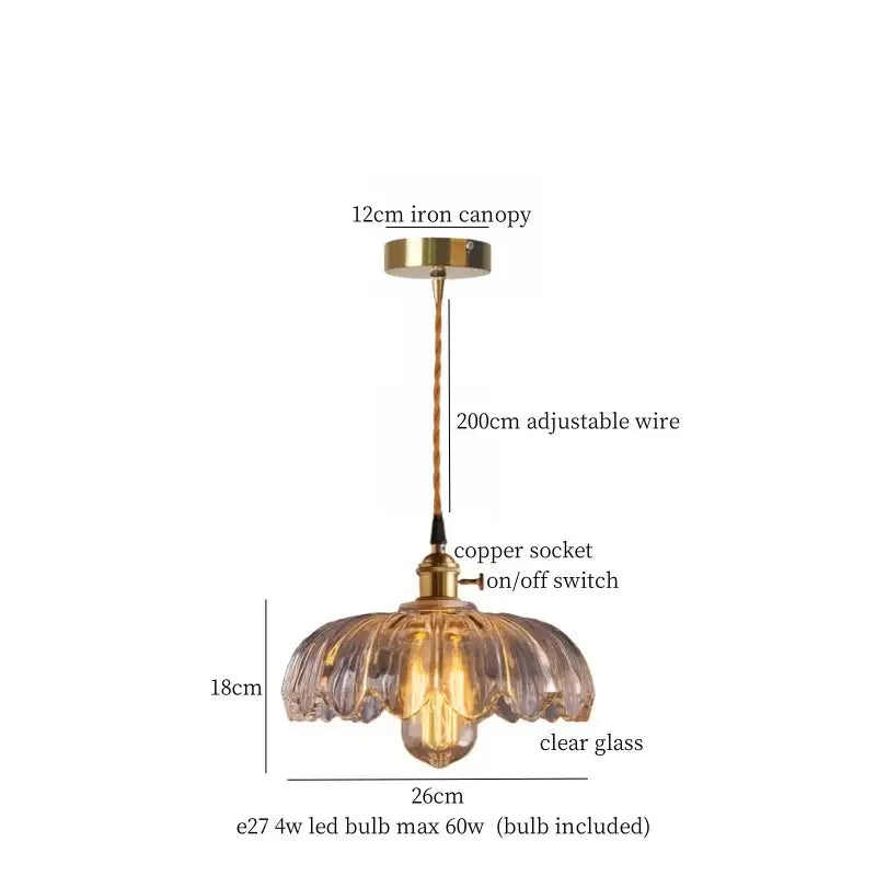 Brass glass lotus leaf pendant lamp dining room set