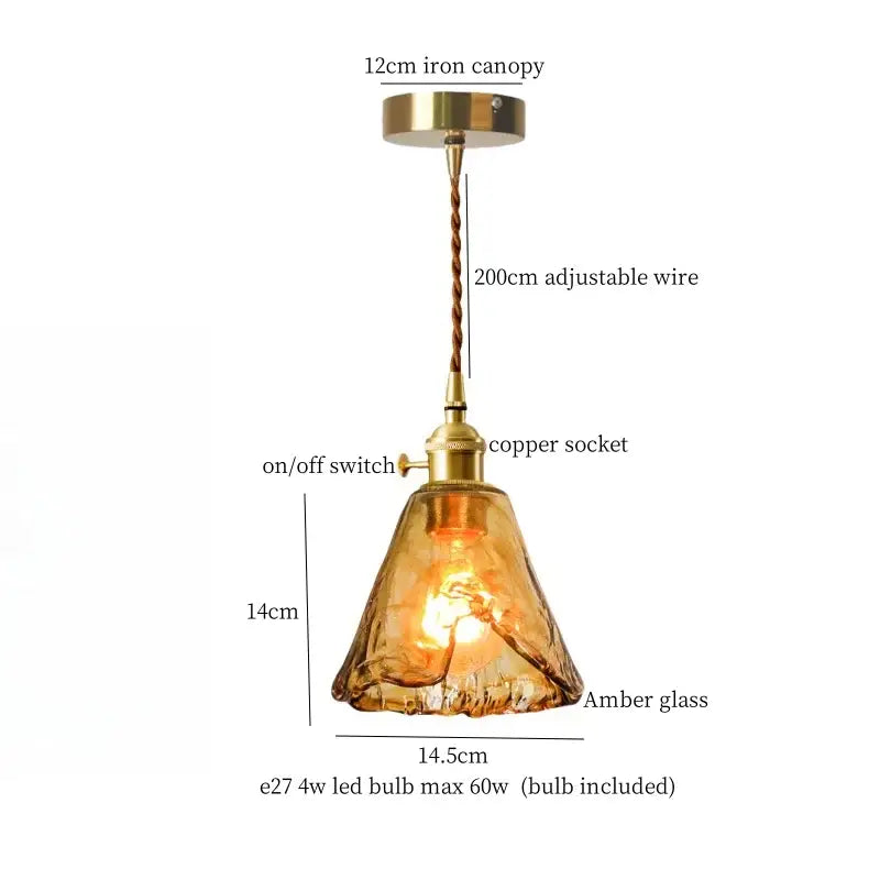 Brass glass lotus leaf pendant lamp dining room set