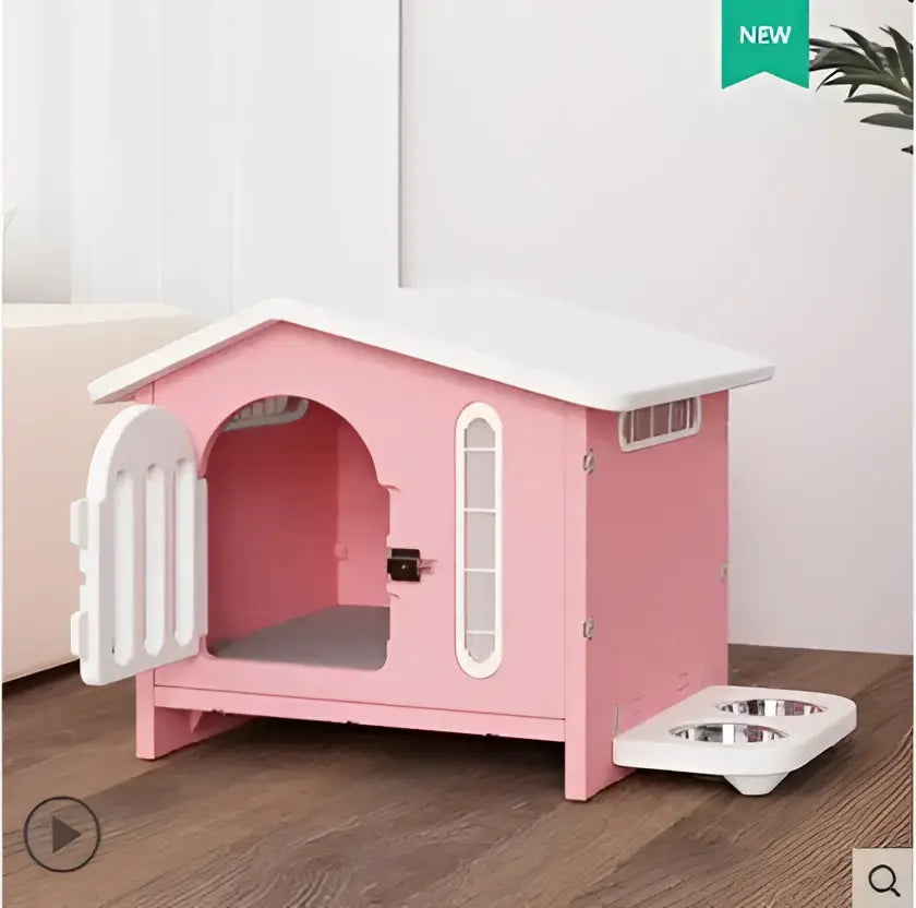 Breathable four seasons dog house with feeding tray – living room