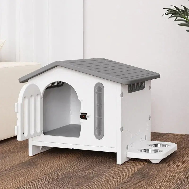 Breathable four seasons dog house with feeding tray – living room