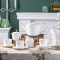 British white tea set with gold trim dining room porcelain teaware