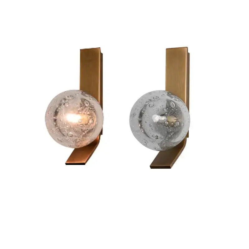 Bronze bubble glass wall sconce lamps bedroom pair