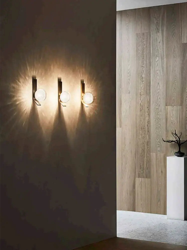Bronze bubble glass wall sconce lamps bedroom pair