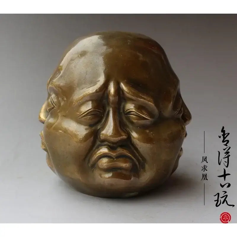 Bronze polished buddha head statue living room serene decor