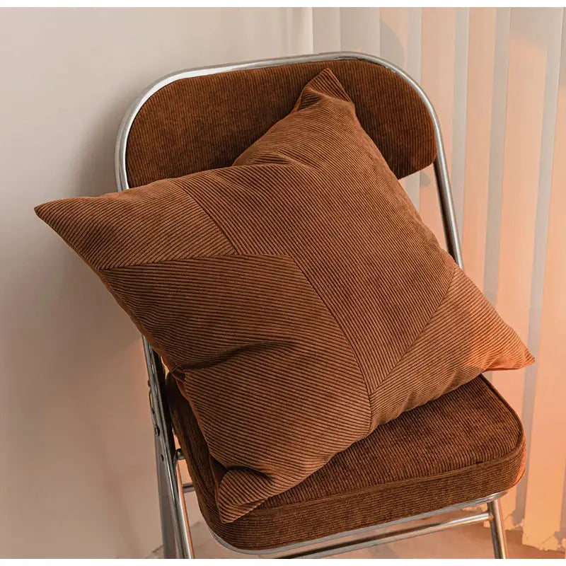 Brown corduroy patchwork cushion cover living room pillow case