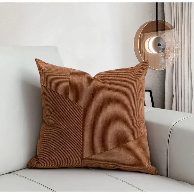 Brown corduroy patchwork cushion cover living room pillow case