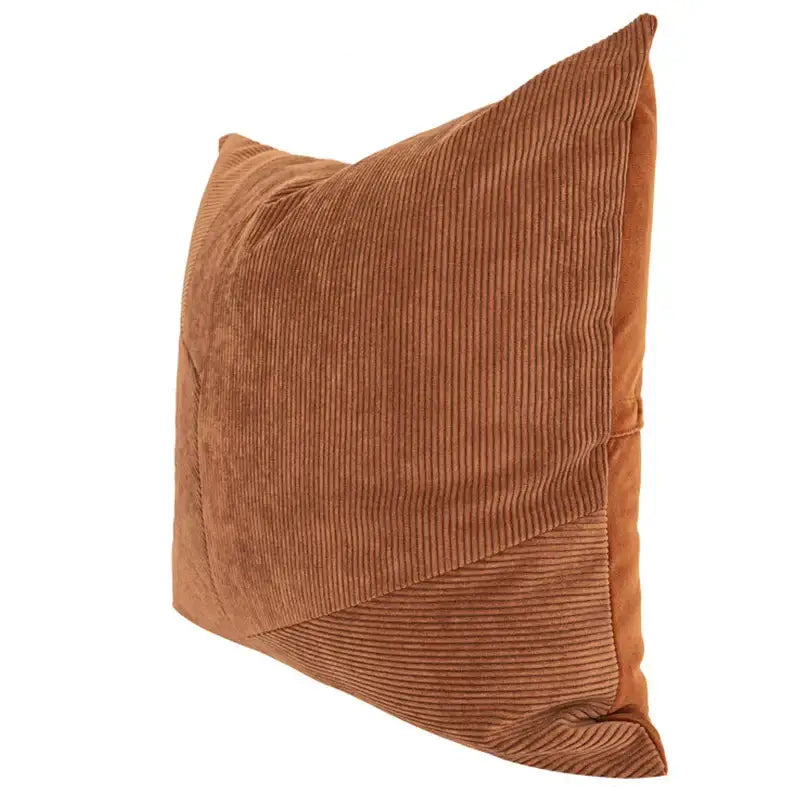 Brown corduroy patchwork cushion cover living room pillow case