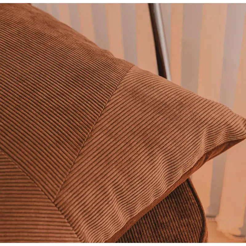 Brown corduroy patchwork cushion cover living room pillow case