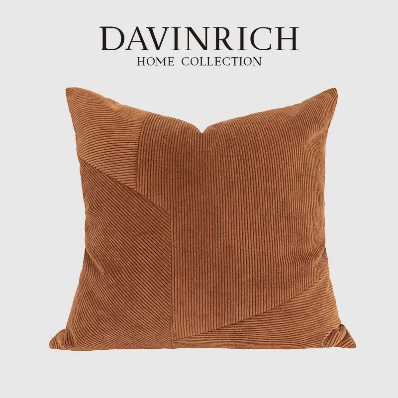 Brown corduroy patchwork cushion cover living room pillow case