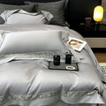 Brown lace embroidery bedding set – bedroom egyptian cotton linen
