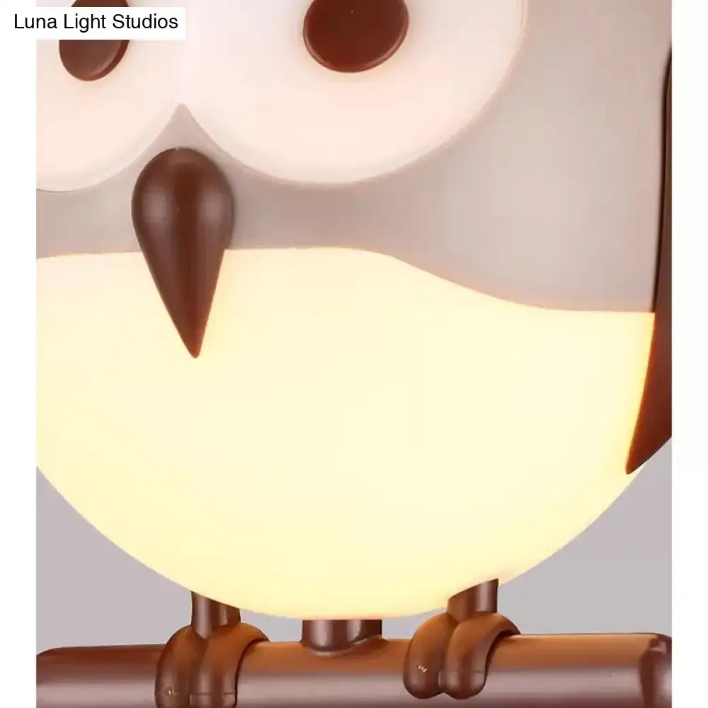 Brown owl metal pendant led incandescent light for child bedroom