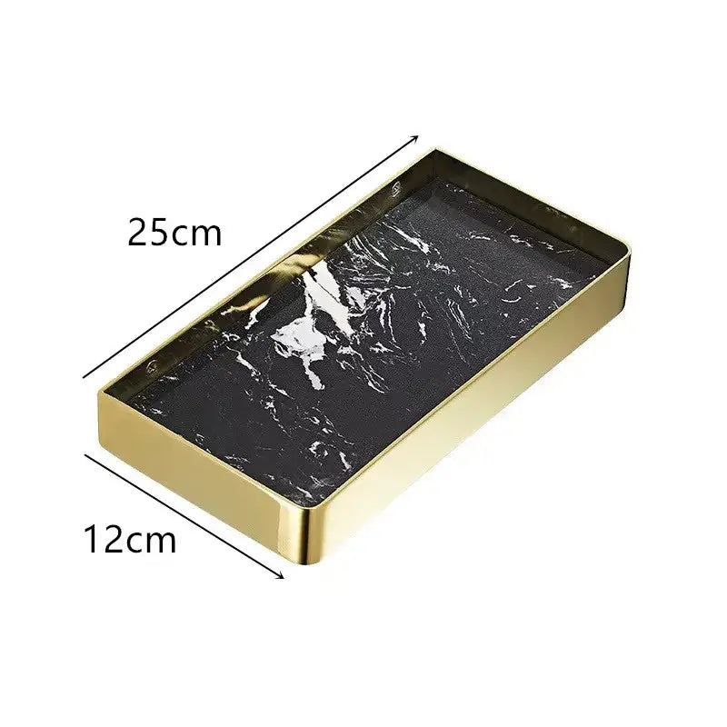 Brushed gold and black corner shelf bathroom storage organizer