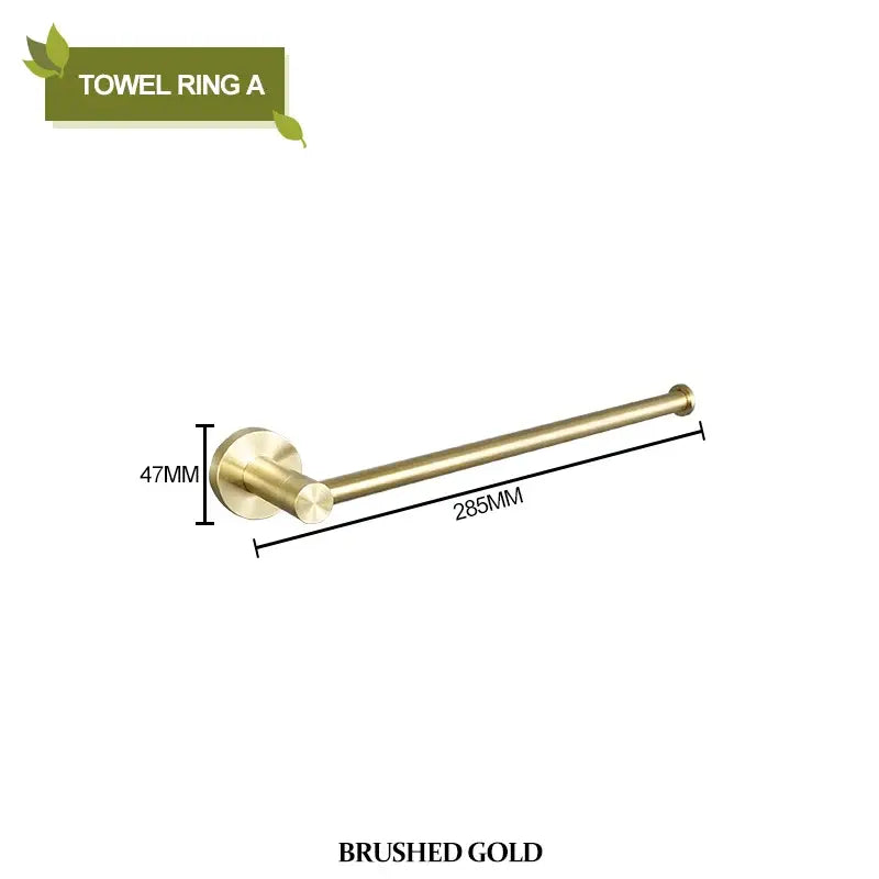 Brushed gold bathroom pendant set with towel bar and paper holder