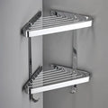 Brushed gold brass bathroom shower rack with hooks corner storage