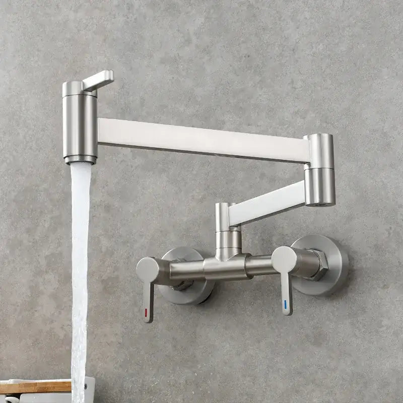 Brushed gold kitchen faucet with foldable spout