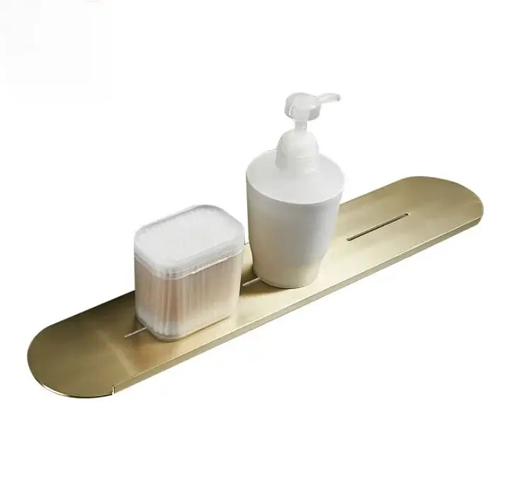 Brushed gold stainless steel bathroom storage rack with mirror front
