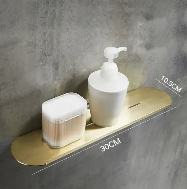 Brushed gold stainless steel bathroom storage rack with mirror front
