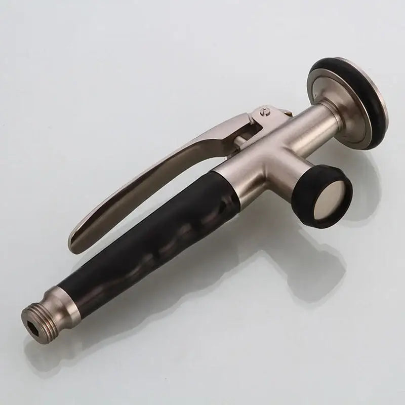 Brushed nickel & chrome kitchen shower head with rubber grip