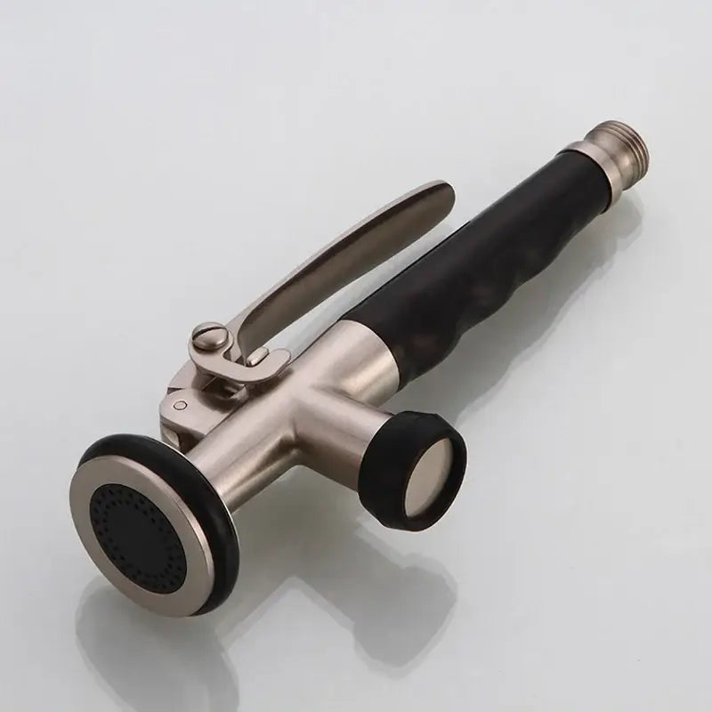 Brushed nickel & chrome kitchen shower head with rubber grip
