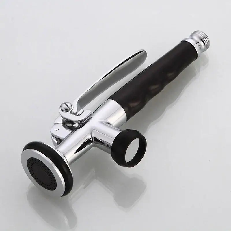Brushed nickel & chrome kitchen shower head with rubber grip