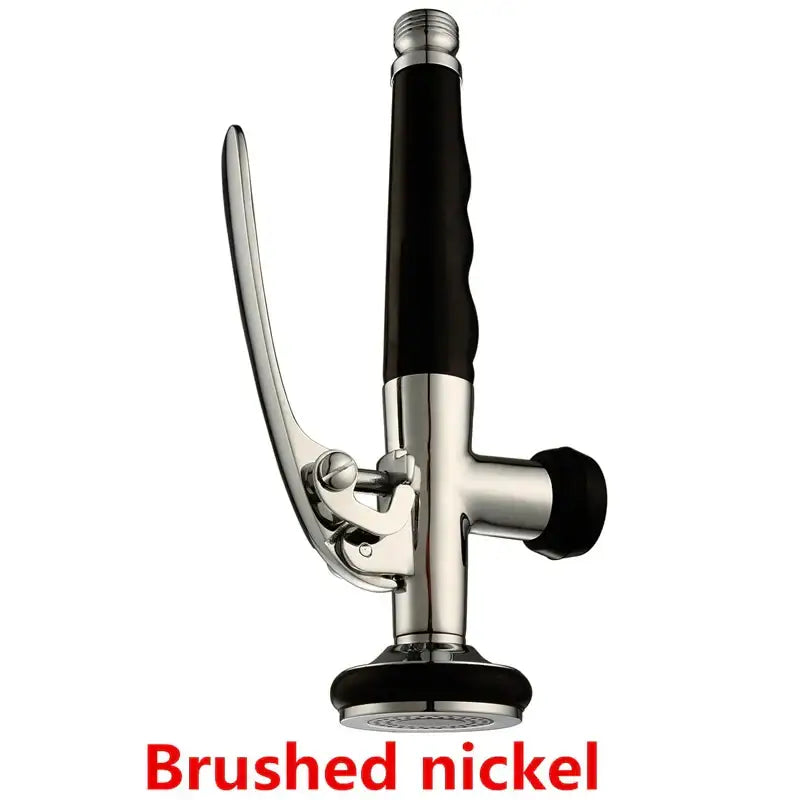 Brushed nickel & chrome kitchen shower head with rubber grip