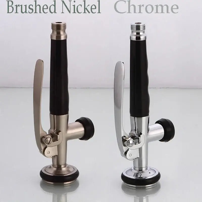Brushed nickel & chrome kitchen shower head with rubber grip