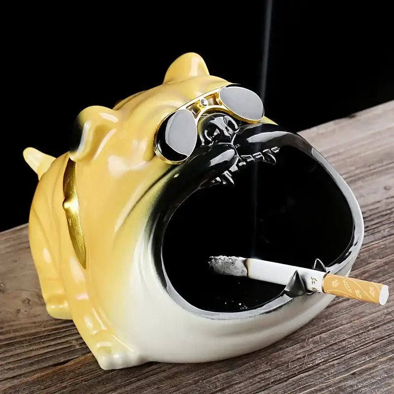 Bulldog sunglasses ceramic ashtray set of 4 living room decor